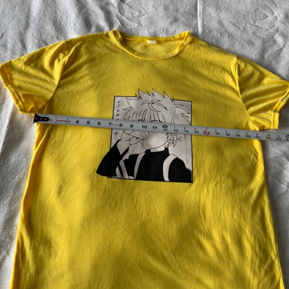 Japanese Anime Yellow T-shirt size 3XL (fits XL) & Handmade Duck Earrings - Picture 4 of 16